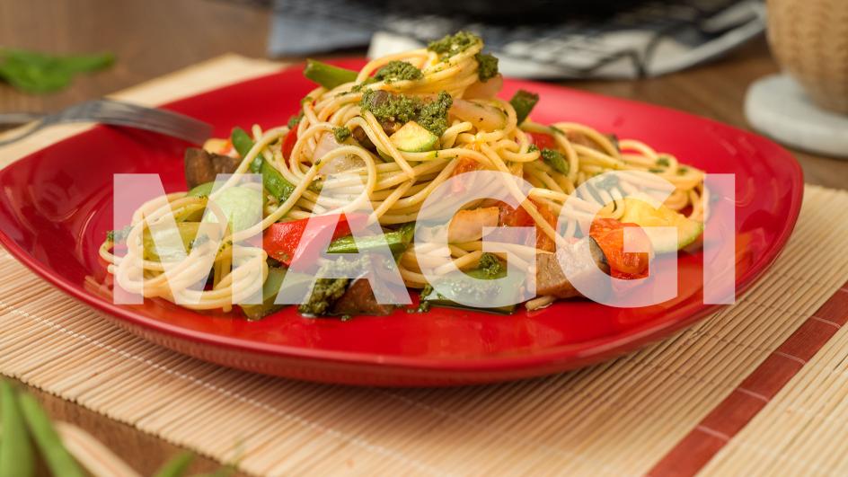 Spaghetti basilic aux légumes