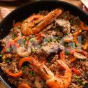 Riz brun aux crevettes & petits pois