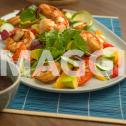 La salade de gambas, agrumes et avocats