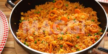 Riz au gras aux rondelles de carottes
