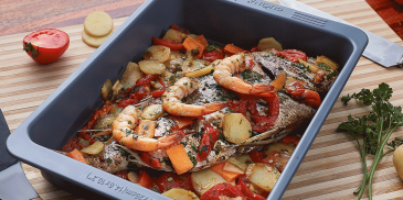 POISSON ET CREVETTES AU FOUR
